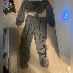 Two piece dark grey joggers outfit